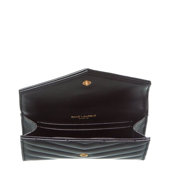 Saint Laurent Small Matelasse Leather Envelope Wallet, Black - Picture 3 of 5